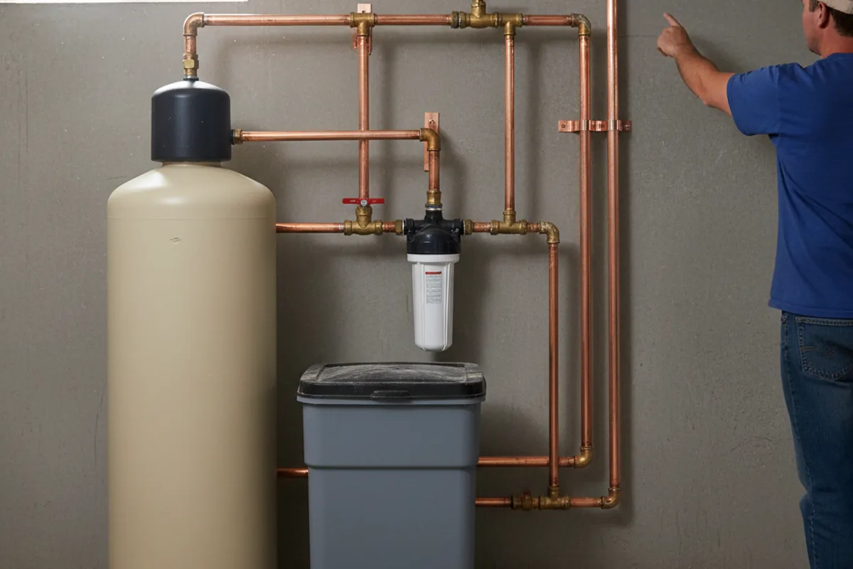 Whole-house water treatment system installed in English